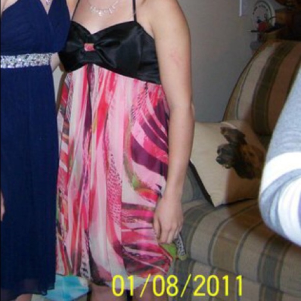 Pink/green/black formal dress